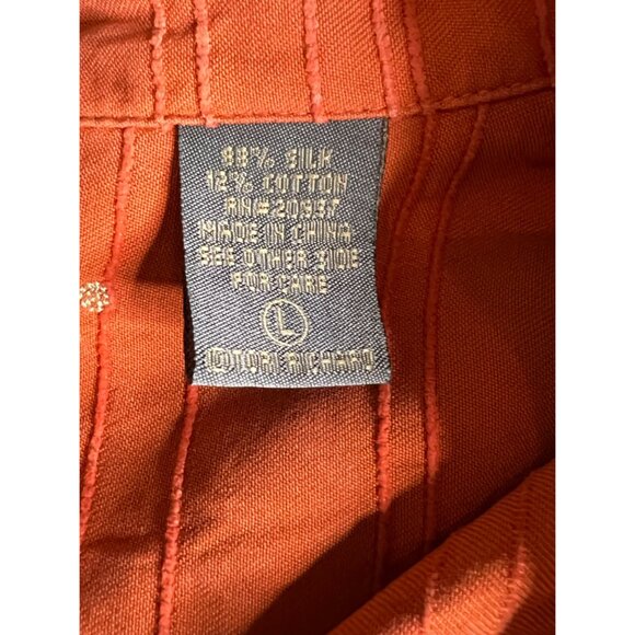 Tori Richards men’s orange large button short sleeve collar textured silk casual - Picture 12 of 14